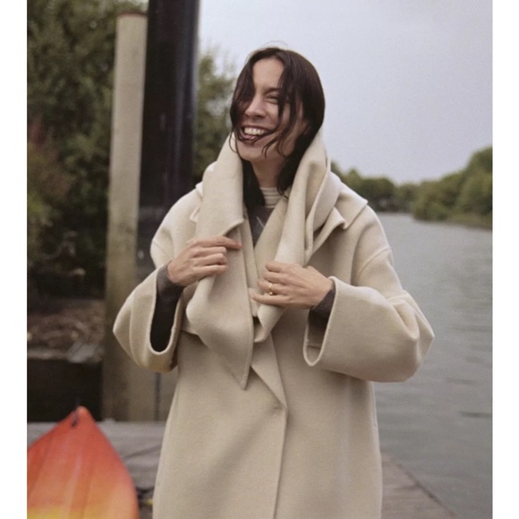 OVERSIZED WOOL BLEND SCARF COAT ZWCOLLECTION